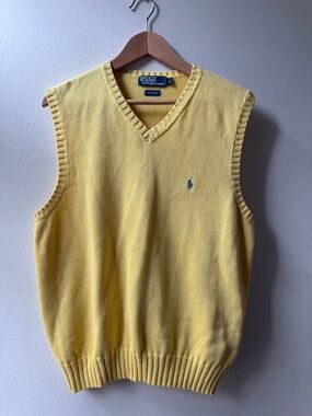 Vintage Ralph Lauren Yellow V-Neck Sleeveless Knit Vest tank top